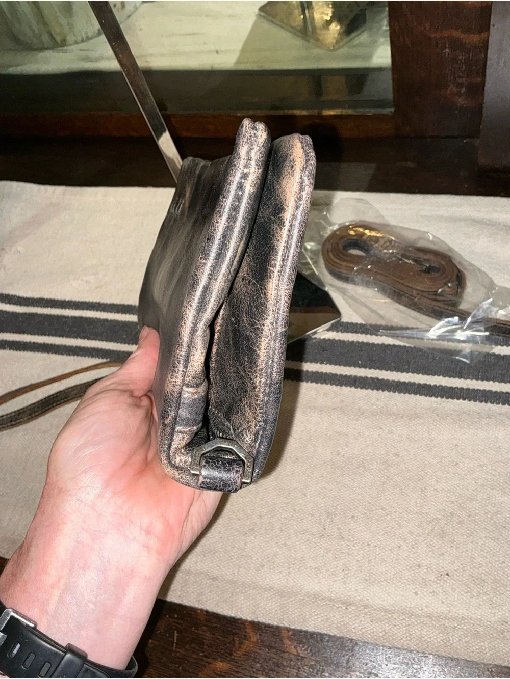 NWT Bed Stu Leather Cadence Wallet Wristlet Crossbody Bag Black Lux MSRP $179